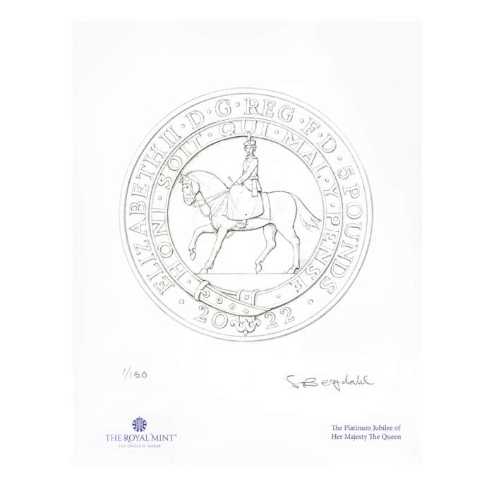 The Platinum Jubilee of Her Majesty The Queen 2022 Limited-Edition John Bergdahl Obverse Design Print 